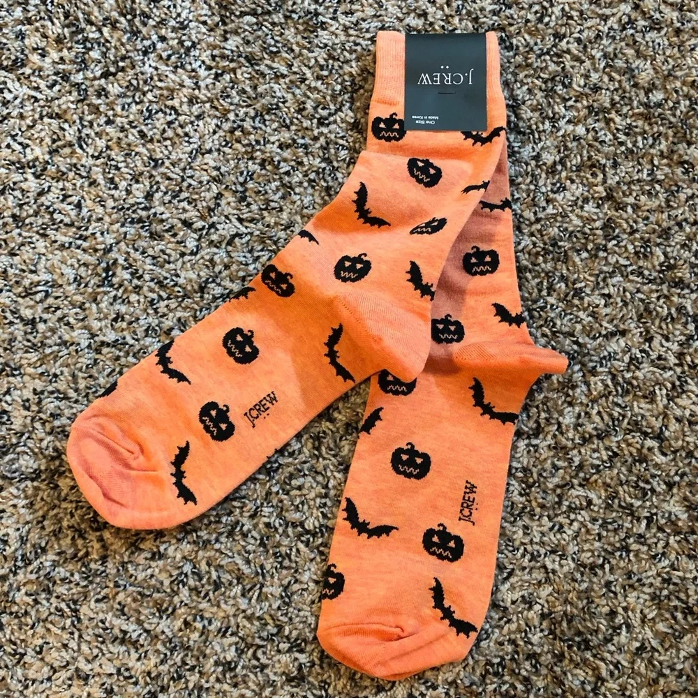 NWT J. Crew F Halloween socks bats & jack’o’lanterns heather OS